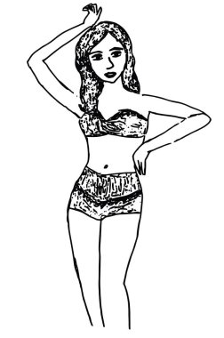 karikatür güzel kadın, vektör, illüstrasyon