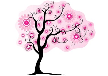 Beyaz arkaplanda izole edilmiş soyut ağaç, vektör