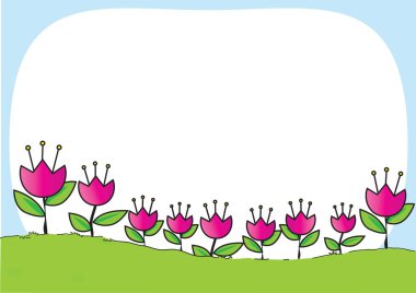 güzel küçük çiçekler, vektör çerçeve tasarımı metin için boşluk