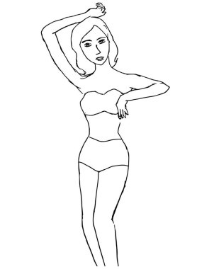 Beyaz arka planda, vektörde, resimde izole edilmiş saç stili olan güzel bir kızın portresi.