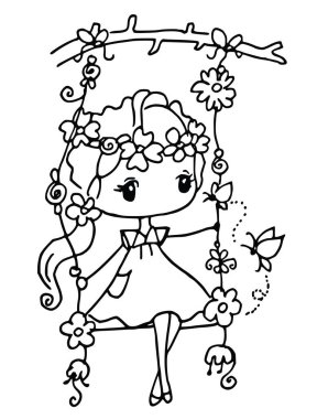 Çizgi film kızlarıyla vektör çizimi 