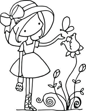 Çizgi film kızlarıyla vektör çizimi 