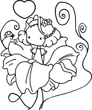 Çizgi film kızlarıyla vektör çizimi 