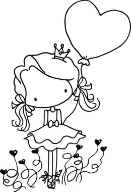 Çizgi film kızlarıyla vektör çizimi 