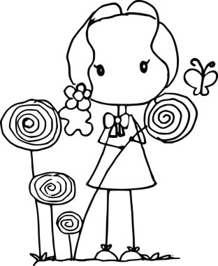 Çizgi film kızlarıyla vektör çizimi 