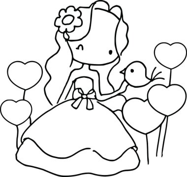 Çizgi film kızlarıyla vektör çizimi 