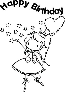 Çizgi film kızlarıyla vektör çizimi 