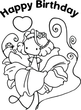 Çizgi film kızlarıyla vektör çizimi 