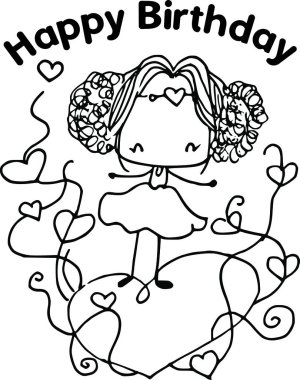 Çizgi film kızlarıyla vektör çizimi 