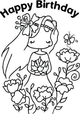 Çizgi film kızlarıyla vektör çizimi 