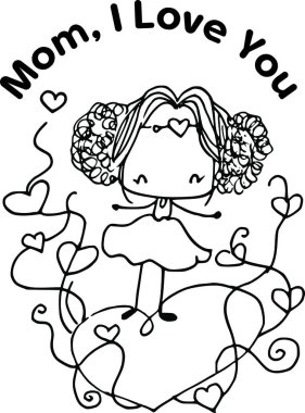 Çizgi film kızlarıyla vektör çizimi 