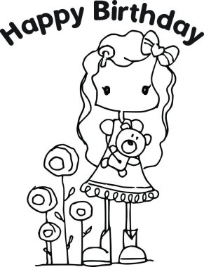 Çizgi film kızlarıyla vektör çizimi 