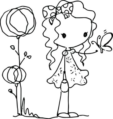 Çizgi film kızlarıyla vektör çizimi 