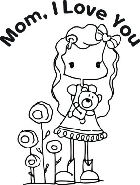 Çizgi film kızlarıyla vektör çizimi 