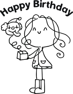 Çizgi film kızlarıyla vektör çizimi 