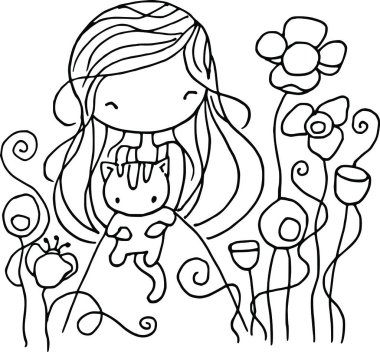 Çizgi film kızlarıyla vektör çizimi 