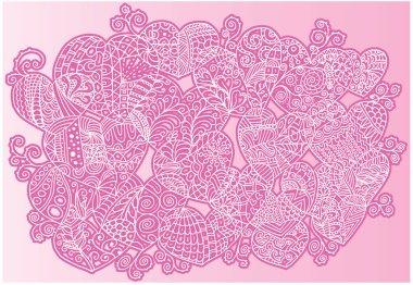 Güzel dekoratif kalp koleksiyonu, aşk konsepti 