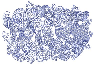 Güzel dekoratif kalp koleksiyonu, aşk konsepti 