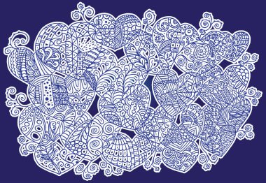 Güzel dekoratif kalp koleksiyonu, aşk konsepti 