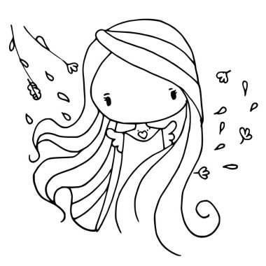 Beyaz arka planda, vektörde, resimde izole edilmiş saç stili olan güzel bir kızın portresi.