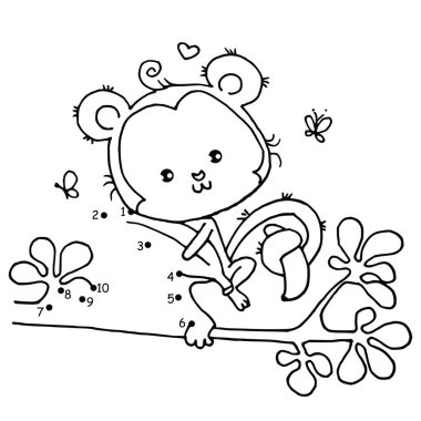 Beyaz zemin, vektör, illüstrasyon üzerinde muz izole çizgi maymun çizimi