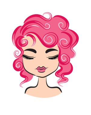 Beyaz arka planda, vektörde, resimde izole edilmiş saç stili olan güzel bir kızın portresi.