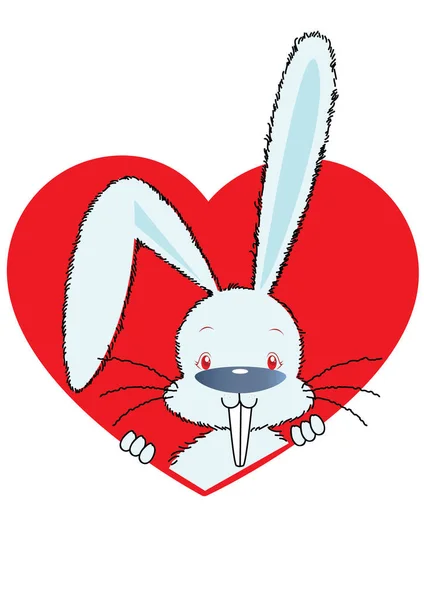 Милий Кролик Серцем — стоковий вектор