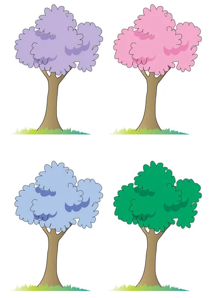 Serie Alberi Illustrazione Vettoriale — Vettoriale Stock