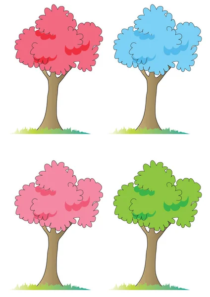 Serie Alberi Illustrazione Vettoriale — Vettoriale Stock