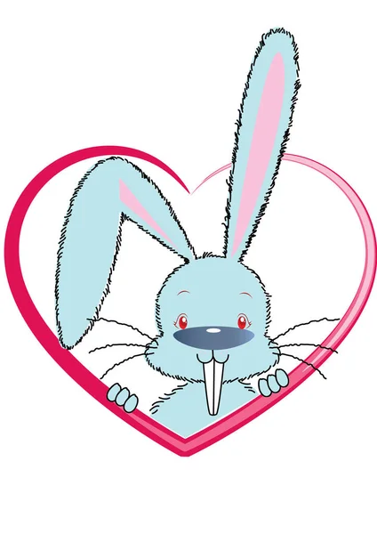 Kalbi Olan Sevimli Bir Tavşan — Stok Vektör