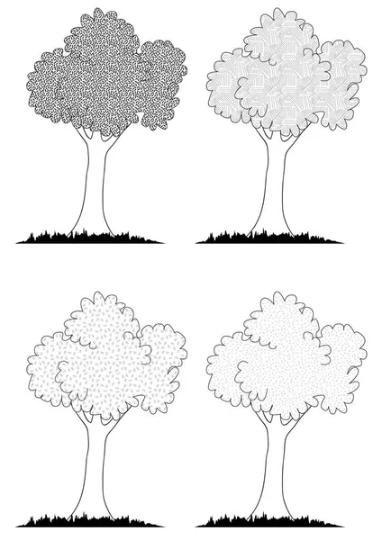 Conjunto Árvores Ilustração Vetorial — Vetor de Stock