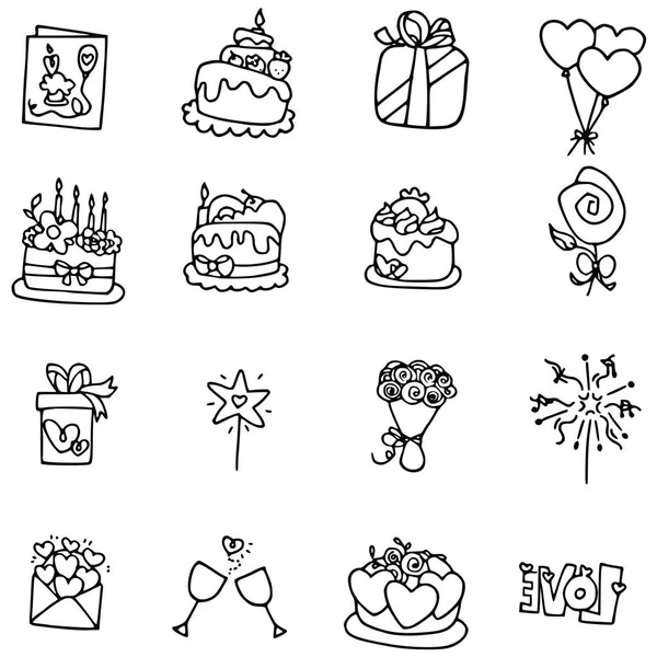doğum günü partisi ikonları vektör illüstrasyonu