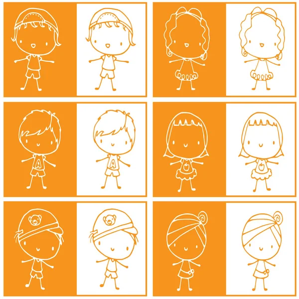 El çizimi çizgi film karakterleri.