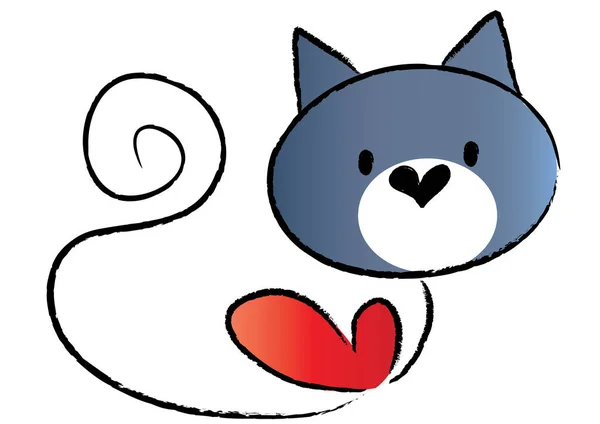 Lindo Gato Dibujos Animados Con Corazón — Archivo Imágenes Vectoriales