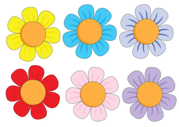 Vector Conjunto Flores — Archivo Imágenes Vectoriales