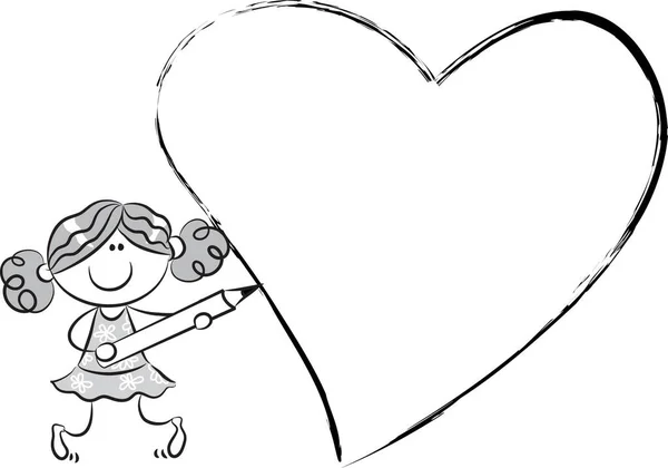 Vektorová Ilustrace Dívky Držící Srdce — Stockový vektor