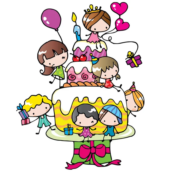 Vector Dibujo Dibujos Animados Feliz Cumpleaños Tarjeta Del Día — Vector de stock