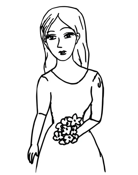 Dibujos Animados Hermosa Novia Vestido Novia Concepto Matrimonio — Vector de stock