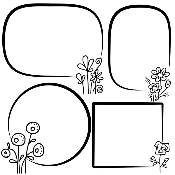 一套漂亮的装饰性框架 花朵隔离在白色背景 插图上 — 图库矢量图片