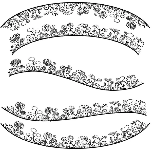 Set Beautiful Decorative Frame Borders Flowers Isolated White Background Vector — Stock Vector