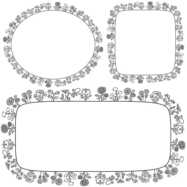 Set Beautiful Decorative Frames Flowers Isolated White Background Vector Illustration — Stock Vector