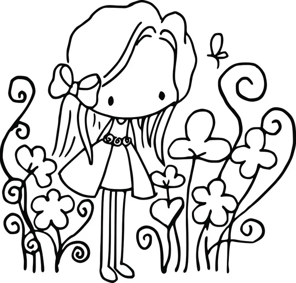 Ilustração Vetorial Com Meninas Dos Desenhos Animados — Vetor de Stock