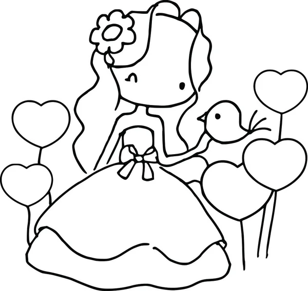 Çizgi film kızlarıyla vektör çizimi 