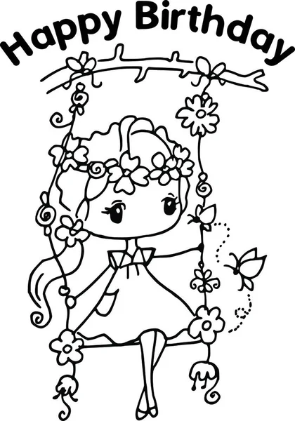 Çizgi film kızlarıyla vektör çizimi 