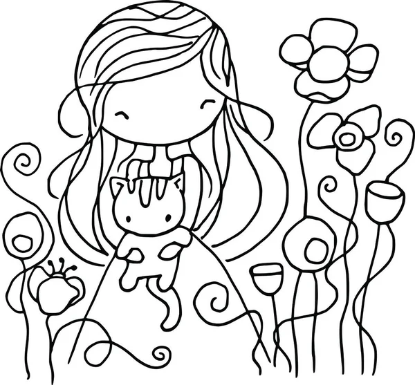 Çizgi film kızlarıyla vektör çizimi 