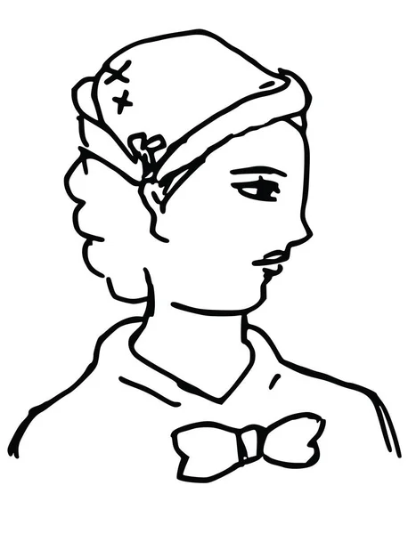 Portrét Kreslené Krásné Dívky Účesem Izolované Bílém Pozadí Vektor Ilustrace — Stockový vektor