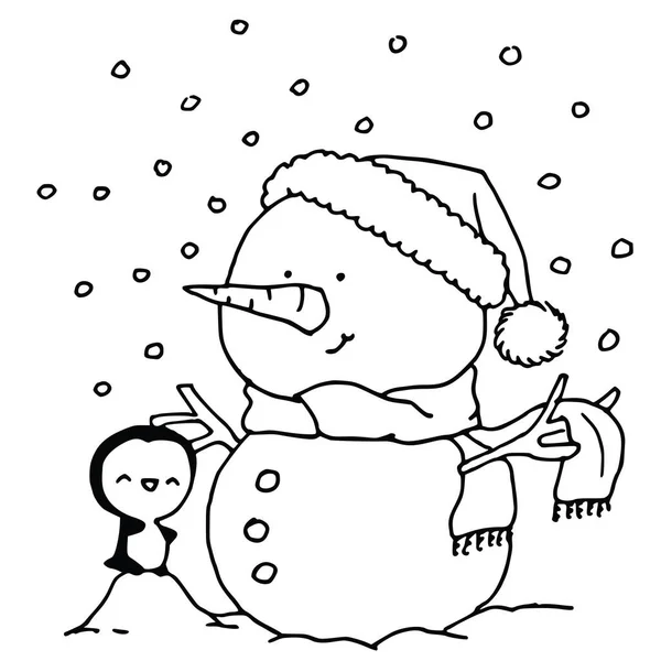 Мультфильм Векторная Иллюстрация Снеговика — стоковый вектор
