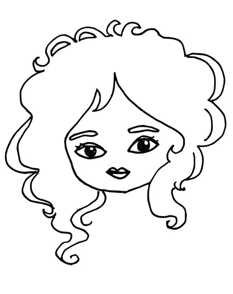 Potret Kartun Gadis Cantik Dengan Gaya Rambut Terisolasi Pada Latar - Stok Vektor