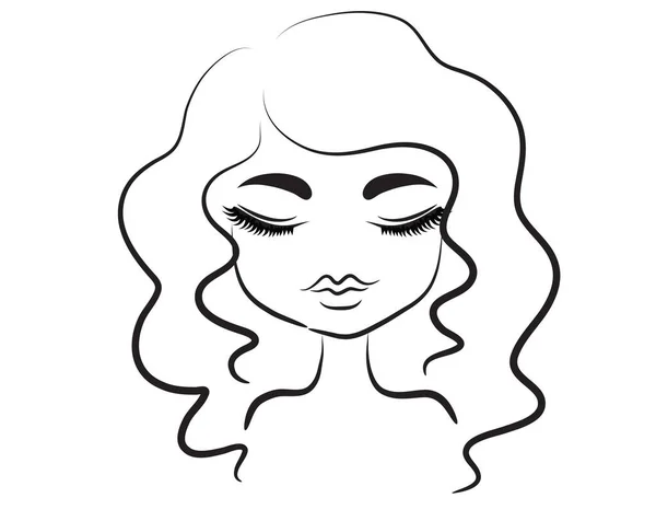 Retrato Dibujos Animados Hermosa Chica Con Peinado Aislado Sobre Fondo — Vector de stock