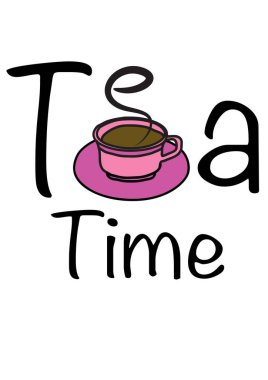 Beyaz arka planda buharlı bir fincan sıcak çay, çay zamanı konsepti. 